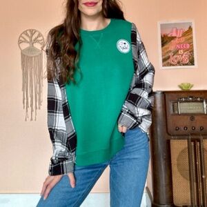 Upcycled Plaid Sweatshirt